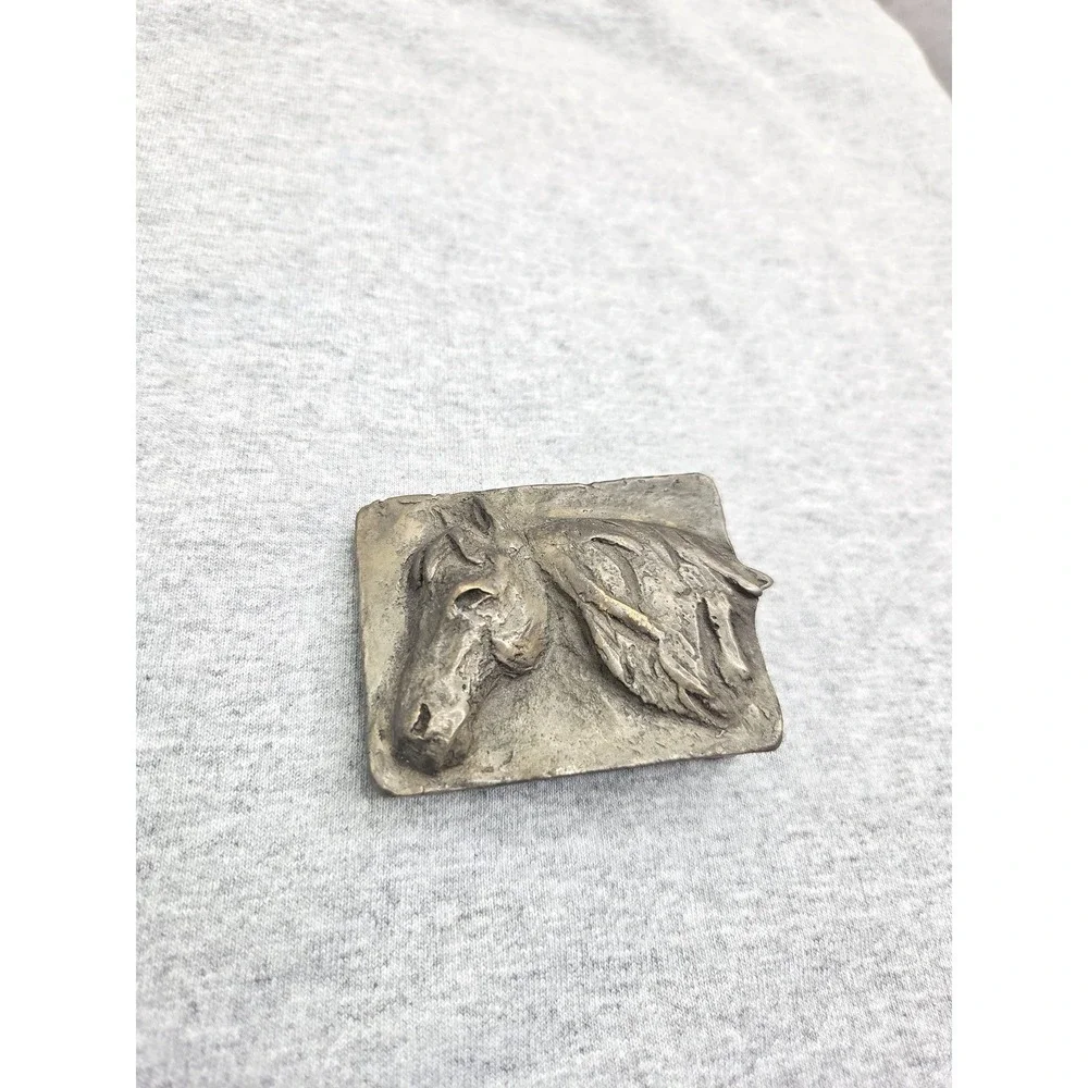 Handmade Heavy Solid Bronze Horse Stallion Southwestern Buckle Smokey Joe Co